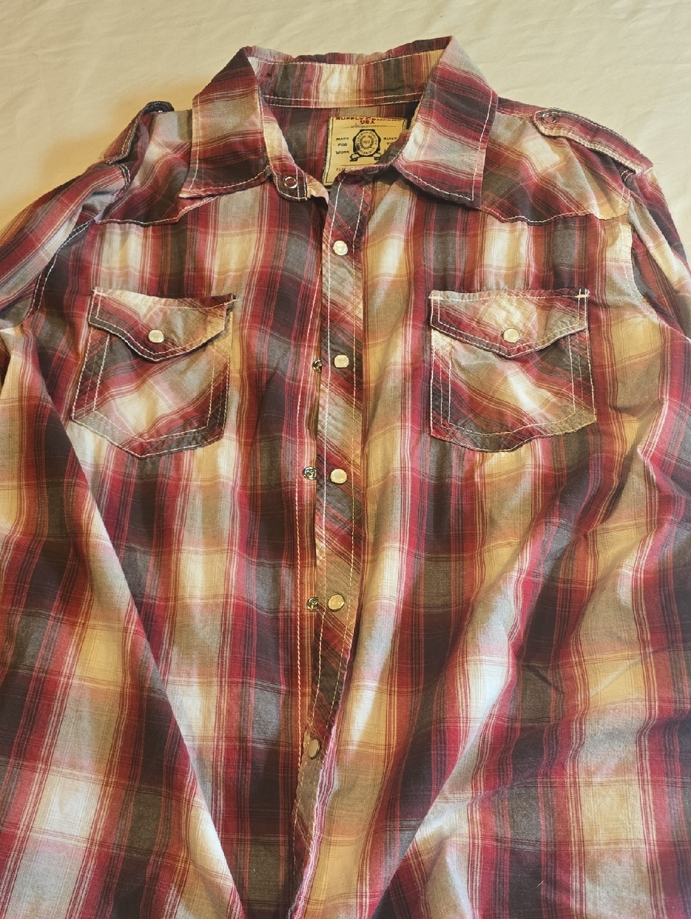 Red Plaid Casual Button-Down Shirt